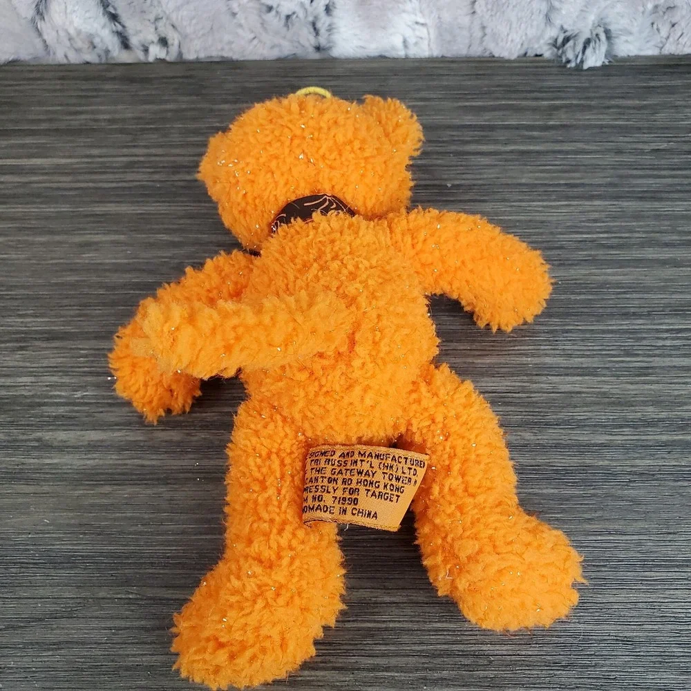 Tri Russ International Hong Kong Plush Halloween Beanie Bear Orange Stuffed 8